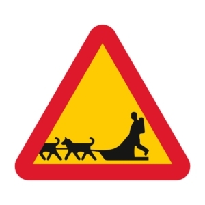 A32-2 Varning för fordon med förspänt dragdjur, hundspann