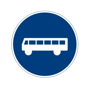 D10 Påbjuden körfält eller körbana för fordon i linjetrafik m.fl