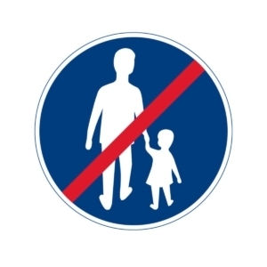 D11-3 Slut på påbjuden bana, körfält, väg eller led - gångbana