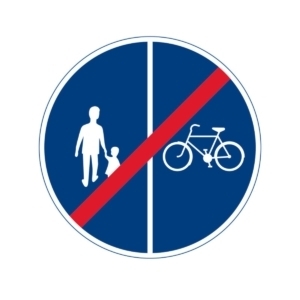 D11-5 Slut på påbjuden bana, kärfält, väg eller led - gång- och cykelbanor