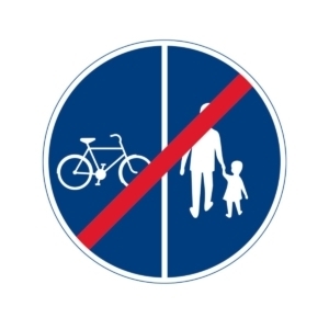 D11-6 Slut på påbjuden bana, kärfält, väg eller led - gång- och cykelbanor
