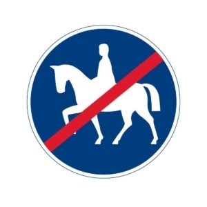 D11-7 Slut på påbjuden bana, kärfält, väg eller led - ridväg