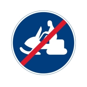 D11-8 Slut på påbjuden bana, kärfält, väg eller led - terrängmotorfordon och terrängsläp