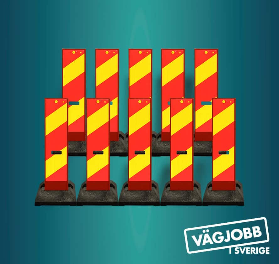 Vägskylt – 10st X3 Sidomarkeringsskärmar H/V med fotplatta